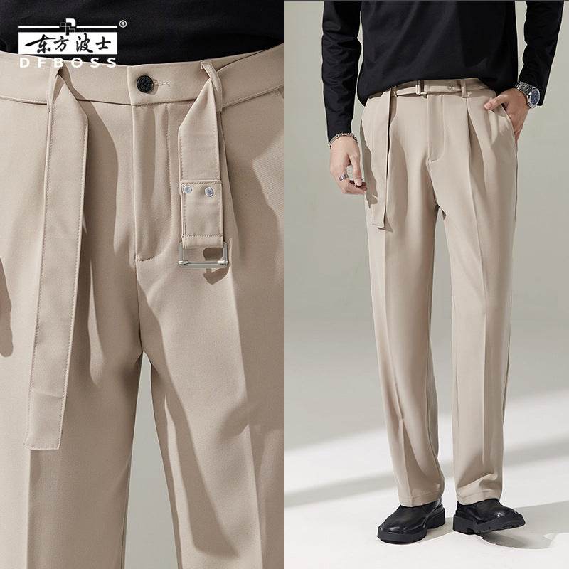 Buycenter Detachable Wide-Leg Suit Pants for Men - Casual Mid Waist Style - Buy Center