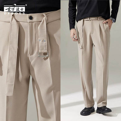 Buycenter Detachable Wide-Leg Suit Pants for Men - Casual Mid Waist Style - Buy Center
