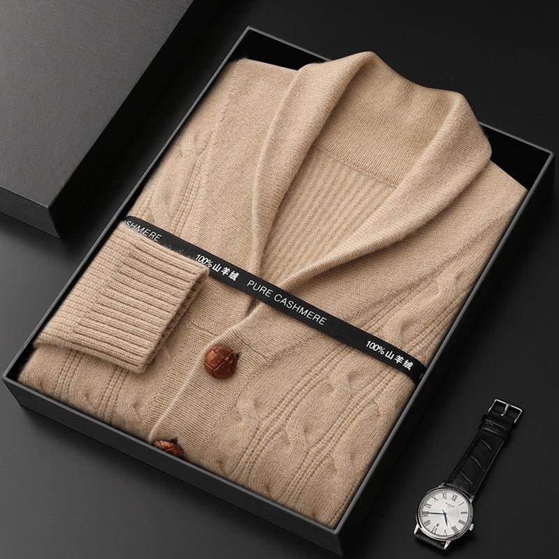 Men's Thickened Twisted Collar Coat - Casual Winter Knitwear for Style - Buy Center
