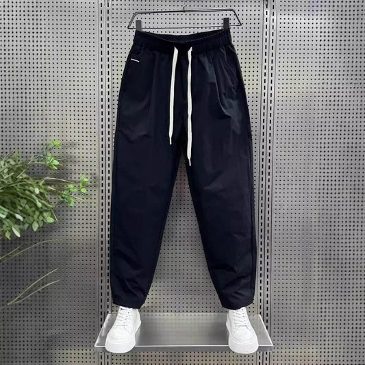 Men's Casual Ankle-Length Sports Pants - Solid Color High Waist Trousers - Buy Center