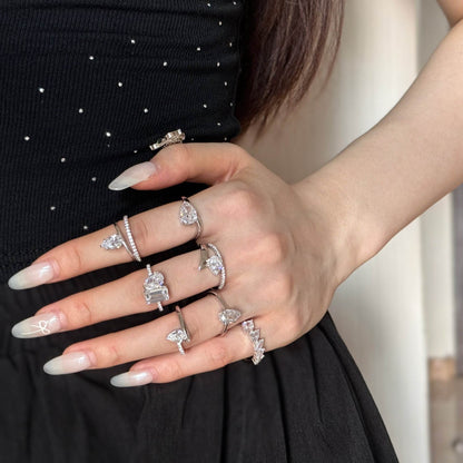 Buycenter S925 Sterling Silver Pear-Shaped Rhinestone Ring - Affordable Luxury - Buy Center