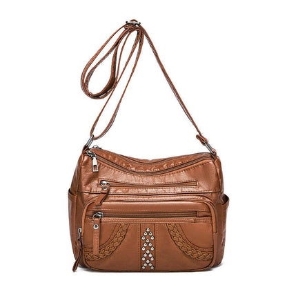 Multi-layer Leather Texture Crossbody Bag - Stylish Shoulder Bag 2025 - Buy Center
