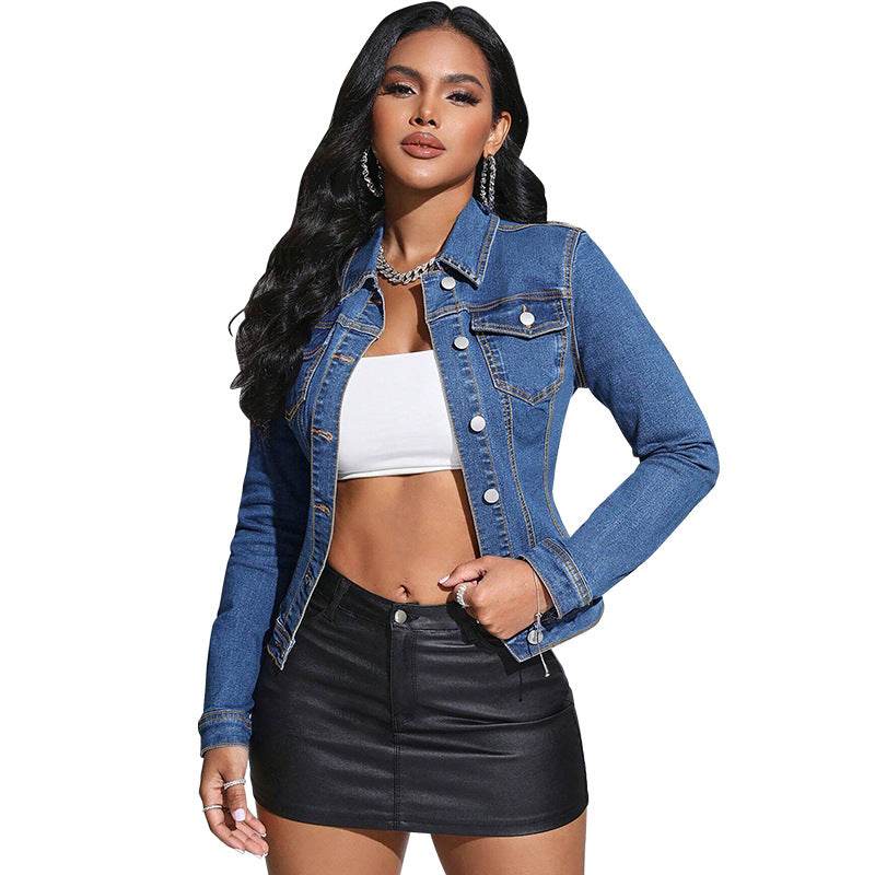 Buycenter Long Sleeve Denim Jacket - Stylish Lapel Pocket Design - Buy Center