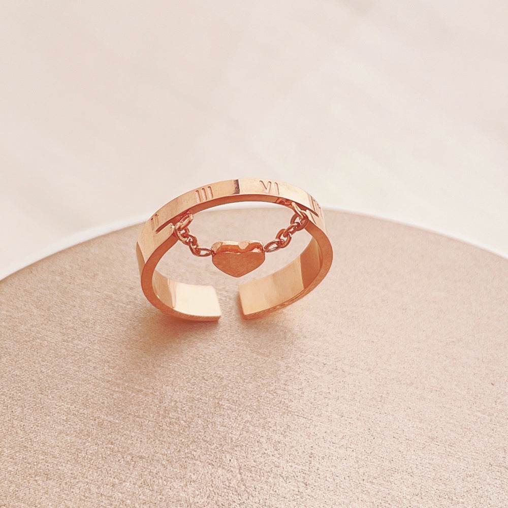 Buycenter Cute Heart Double-Layer Ring - Rose Gold Geometric Design - Buy Center