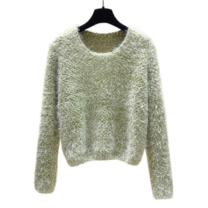 Solid Color Round Neck Pullover Sweater - Trendy Casual for Women - Buy Center