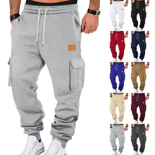 Men's Multi-pocket Cargo Sweatpants - Comfortable Solid Color Options - Buy Center