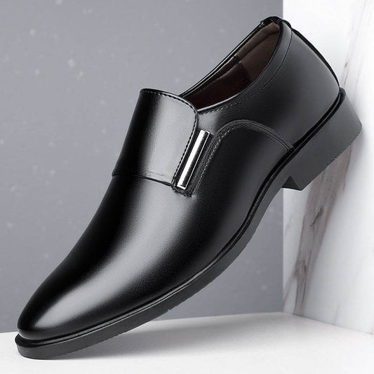 Men's Pointed-Toe Leather Shoes - Slip-On, Stylish Formal Business Wear - Buy Center