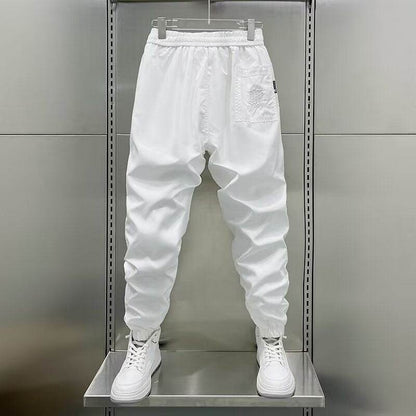 Men's Quick-Drying Ankle-Tied Sports Pants - Solid Color Casual Fit - Buy Center