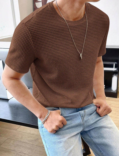 Men's Casual Loose Short Sleeve Tee - Solid Color, Comfortable Fit - Buy Center