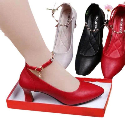 Stunning Ankle-Strap Rhinestone High Heels - Chunky Pumps for Any Occasion - Buy Center