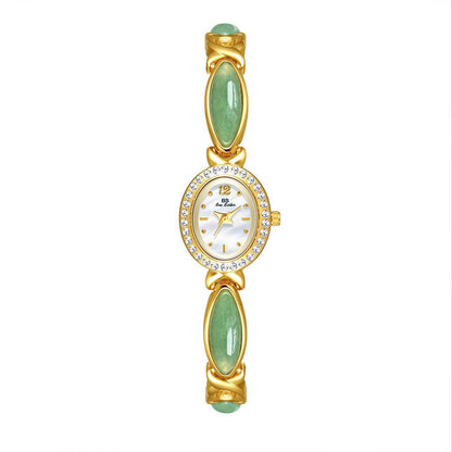 Buy Center Women's Premium Jade Chain Watch - Stylish Aventurine Design - Buy Center