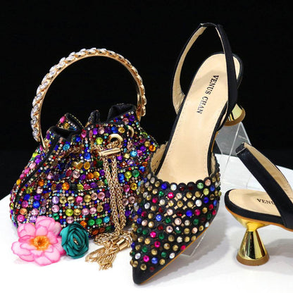 Colorful Stone Handbag & Pumps Set - Elegant Pointed Toe, Modern Style 2025 - Buy Center