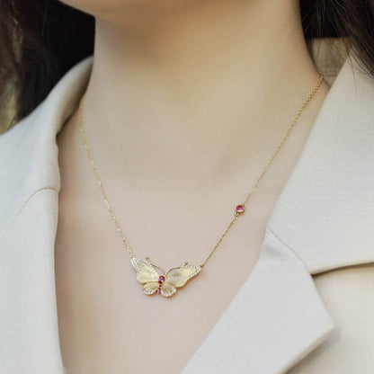 Buycenter S925 Silver Butterfly Necklace - Retro Elegant Jewelry for Women - Buy Center