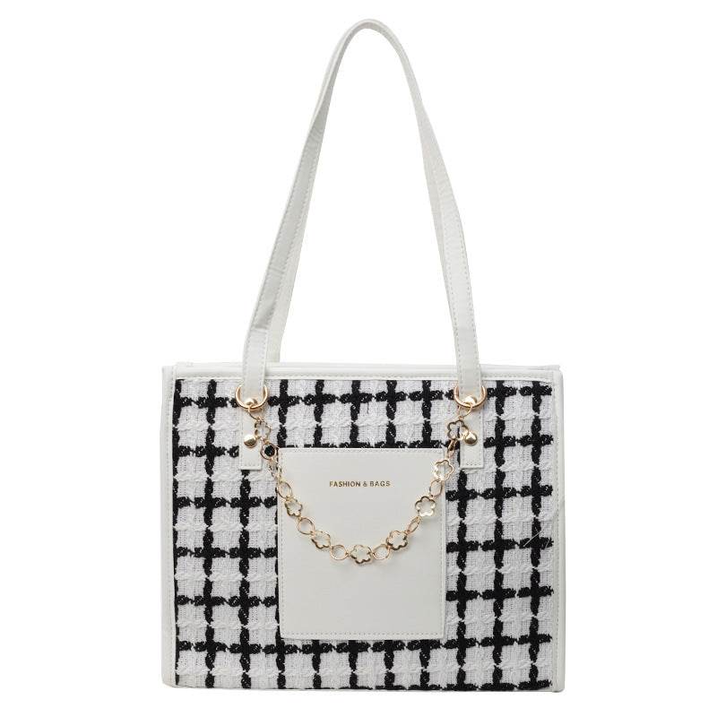 Buycenter Large Capacity Plaid Tote - Fashionable All-Matching Design - Buy Center
