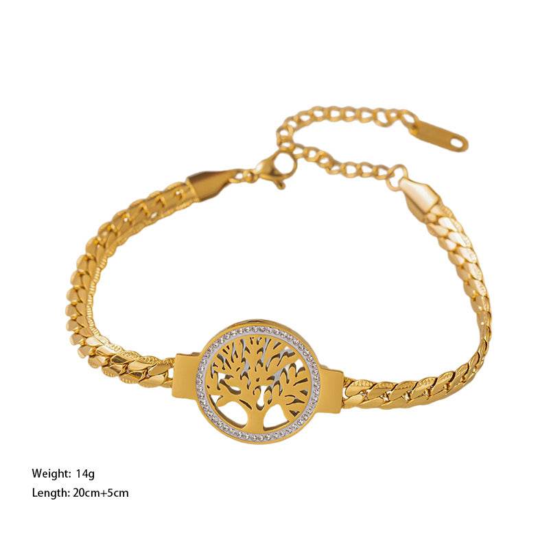 Buy Center Stainless Steel Flower Bracelet - Trendy Lucky Tree Design - Buy Center