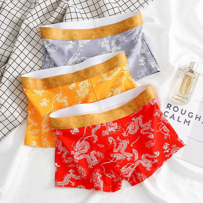 Dragon Pattern Men's Cotton Boxers - Comfortable, Stylish & Breathable Fit - Buy Center