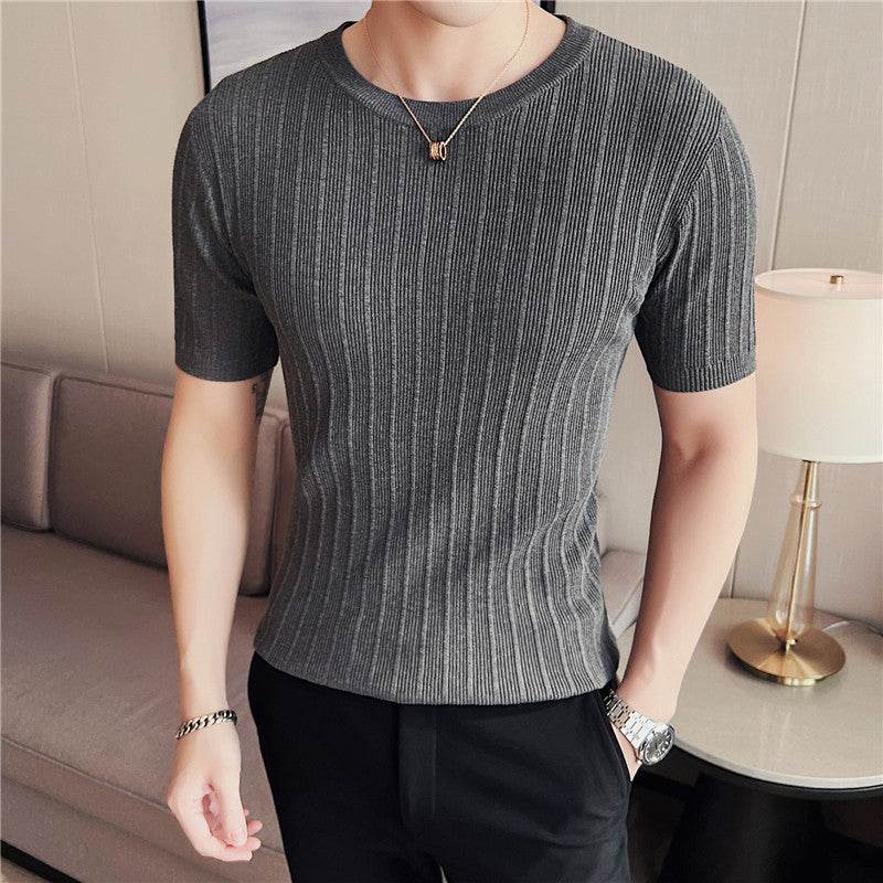 Men's Casual Knitted Sweater - Slim Fit, Available in Black, White, Blue - Buy Center