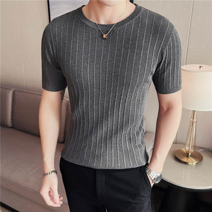 Men's Casual Knitted Sweater - Slim Fit, Available in Black, White, Blue - Buy Center