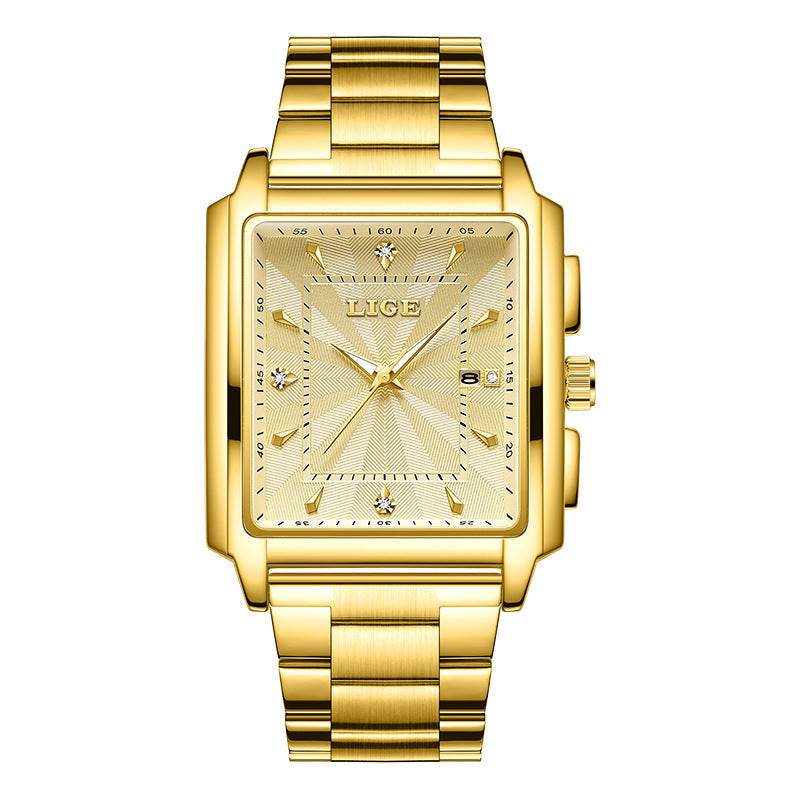 Buycenter Men's Square Dial Steel Belt Watch - Stylish and Modern Design - Buy Center