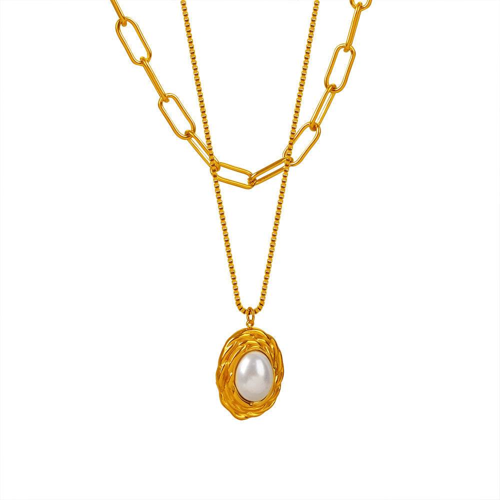 Pearl Textured Titanium Steel Necklace - Adjustable Elegance for 2025 - Buy Center