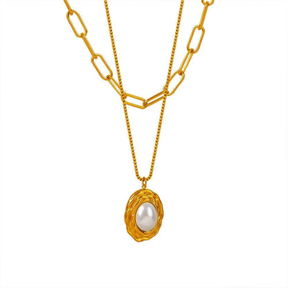 Pearl Textured Titanium Steel Necklace - Adjustable Elegance for 2025 - Buy Center