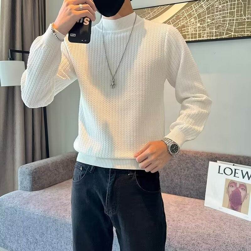 Men's Slim Fit Striped Sweater - Stylish Pullover in Black, White, Green - Buy Center