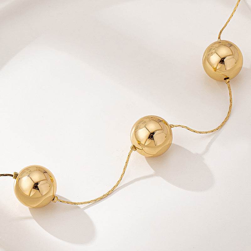 Simple Fashion Geometry Big Round Bead Necklace - Modern Golden Jewelry - Buy Center