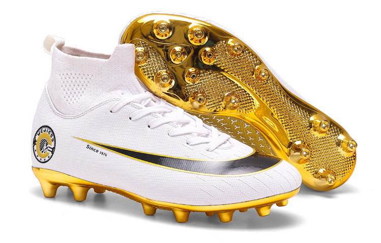 High-Top Gold-Plated Soccer Shoes - Breathable & Stylish for All Grounds - Buy Center