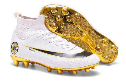 High-Top Gold-Plated Soccer Shoes - Breathable & Stylish for All Grounds - Buy Center