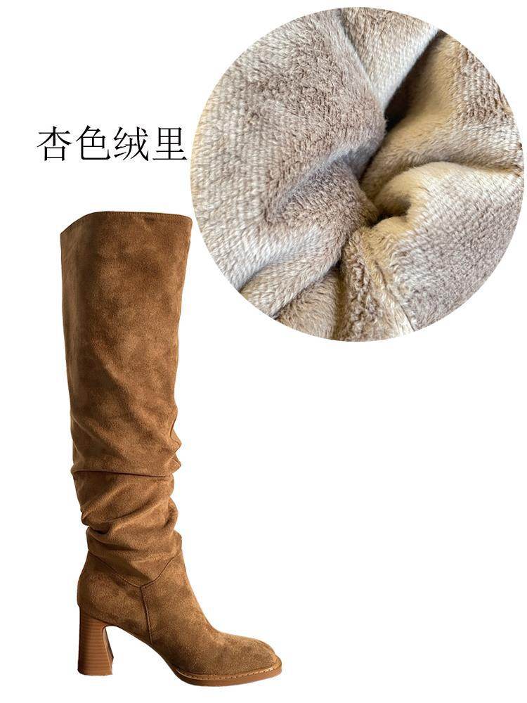 High Leg Heel Riding Boots - Stylish Cowhide with Durable TPR Sole - Buy Center