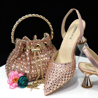 Colorful Stone Handbag & Pumps Set - Elegant Pointed Toe, Modern Style 2025 - Buy Center