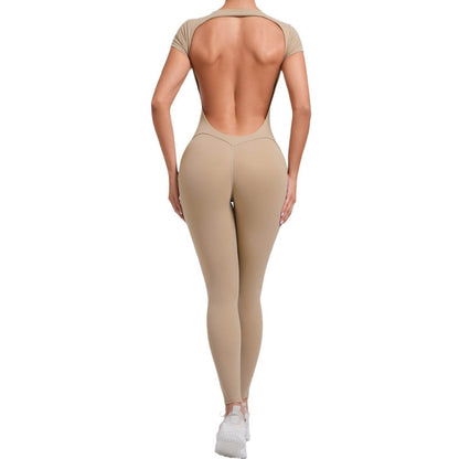 Buycenter Pure Color Tight Yoga Jumpsuit - Moisture Absorbent & Flexible Fit - Buy Center