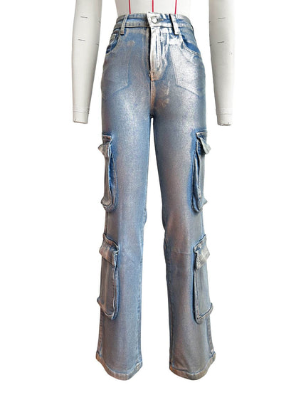 Fashion Silver Craft Denim Overalls - Wide Leg, Multi-Pocket Style - Buy Center
