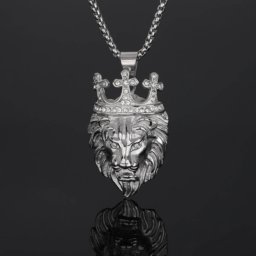 Street Style Gold Plated Crown Lion Pendant - Titanium Steel Keychain - Buy Center