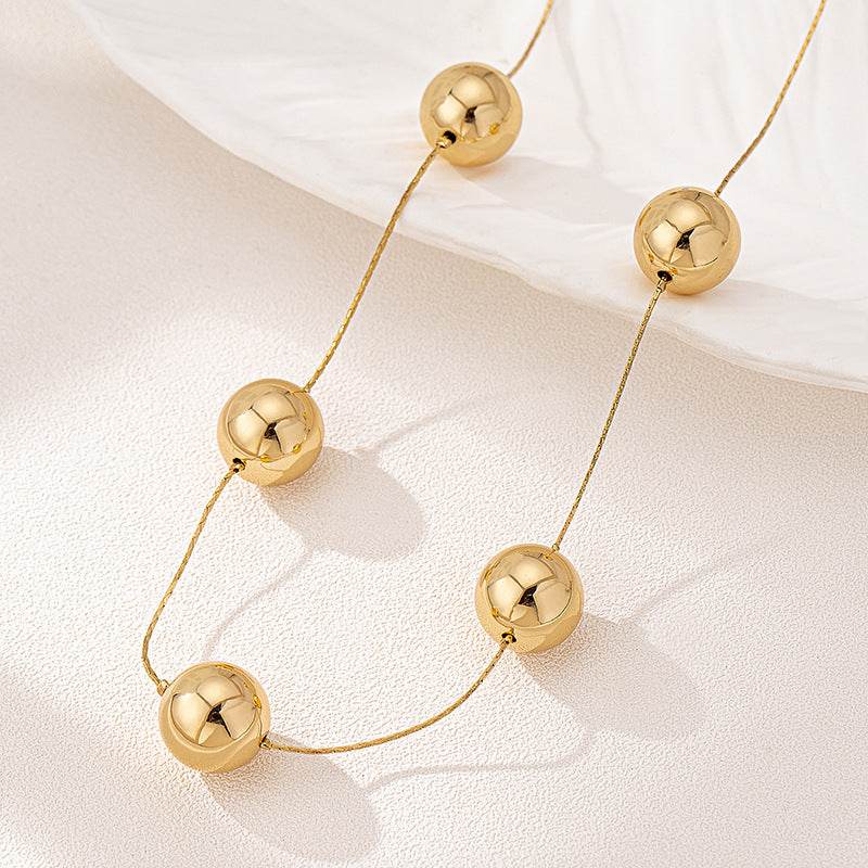 Simple Fashion Geometry Big Round Bead Necklace - Modern Golden Jewelry - Buy Center