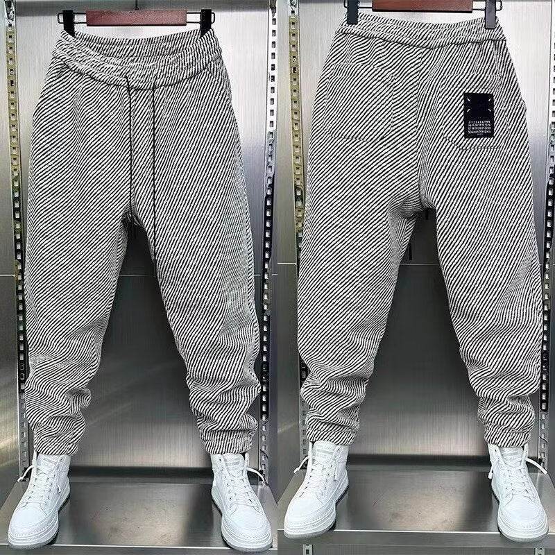 Fashionable Loose Ankle Banded Pants - Mid Waist, Elastic Waist Fit - Buy Center