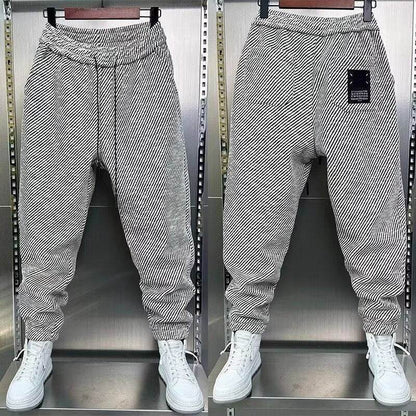 Fashionable Loose Ankle Banded Pants - Mid Waist, Elastic Waist Fit - Buy Center