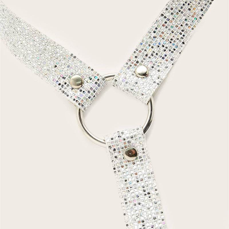 Tassel Love Heart Chest Necklace - Handmade Sequin Body Jewelry - Buy Center