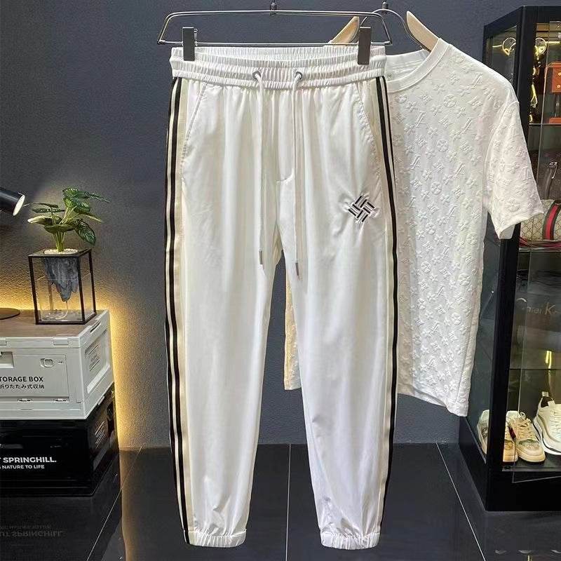 Men's Ice Silk Outdoor Sports Pants - Lightweight, Embroidered, Mid Waist - Buy Center