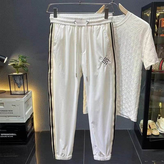 Men's Ice Silk Outdoor Sports Pants - Lightweight, Embroidered, Mid Waist - Buy Center