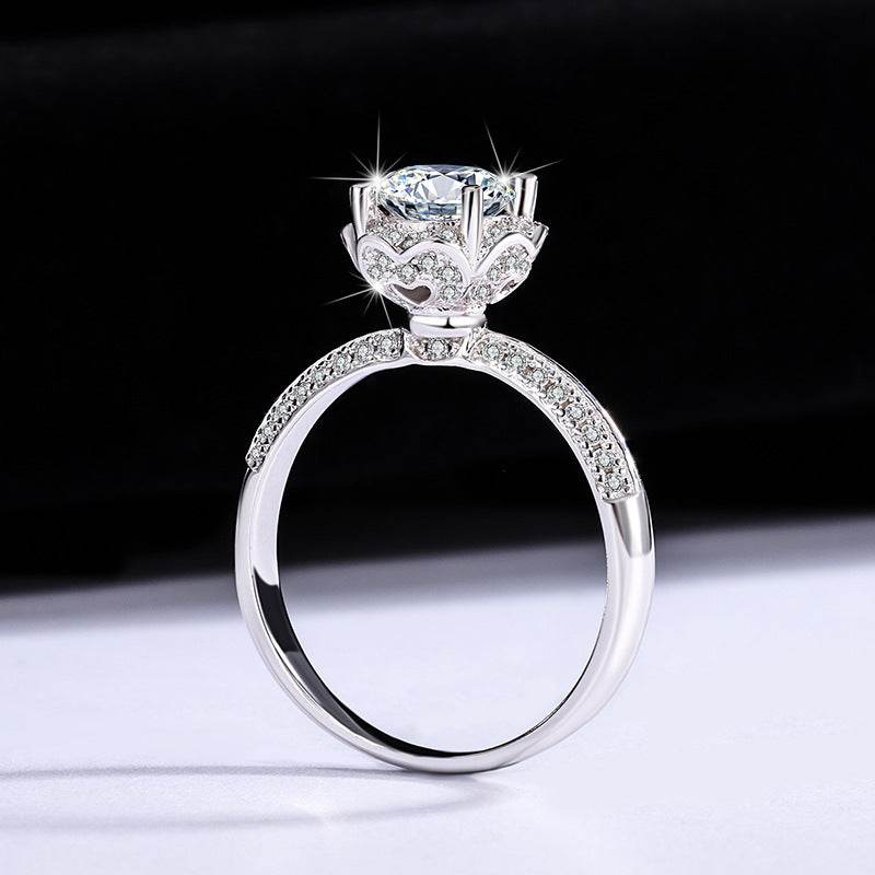 Buy Center Sterling Silver Moissanite Bridal Bouquet Ring - Adjustable Size - Buy Center