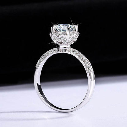 Buy Center Sterling Silver Moissanite Bridal Bouquet Ring - Adjustable Size - Buy Center