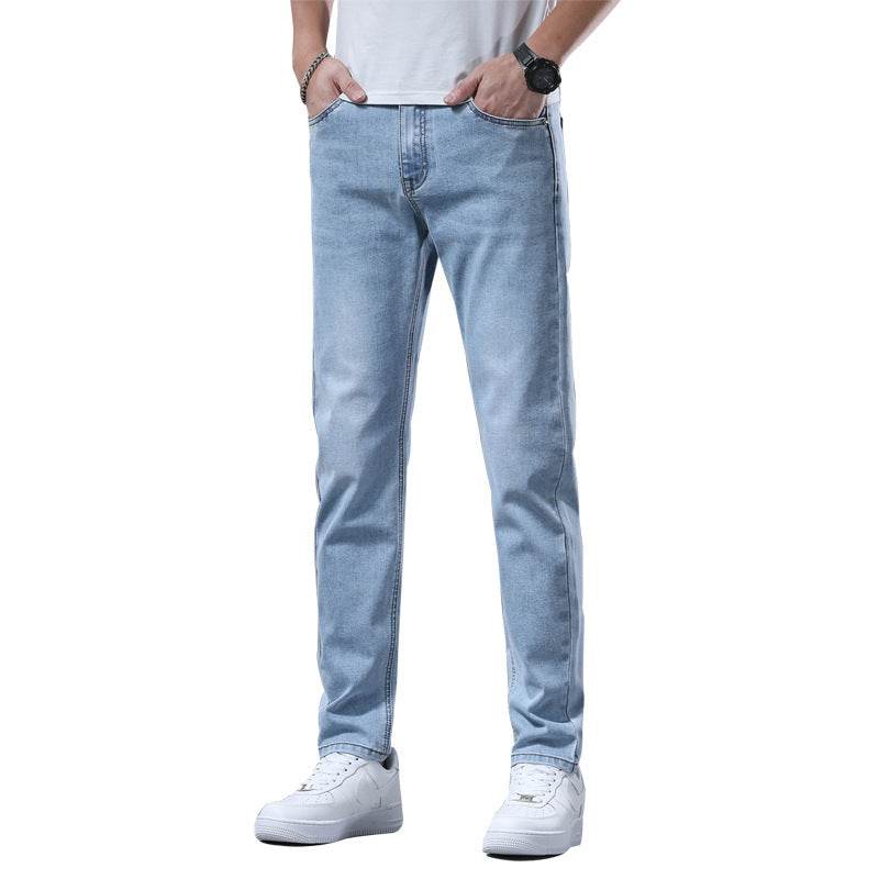 Buycenter Men's Stretch Slim-Fit Trousers - Light Blue Casual Jeans - Buy Center