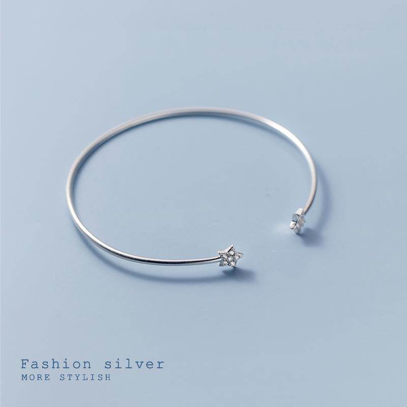 Buycenter S925 Silver Bracelet - Korean Style with Rhinestone Star - Buy Center