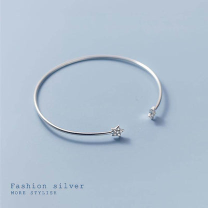 Buycenter S925 Silver Bracelet - Korean Style with Rhinestone Star - Buy Center