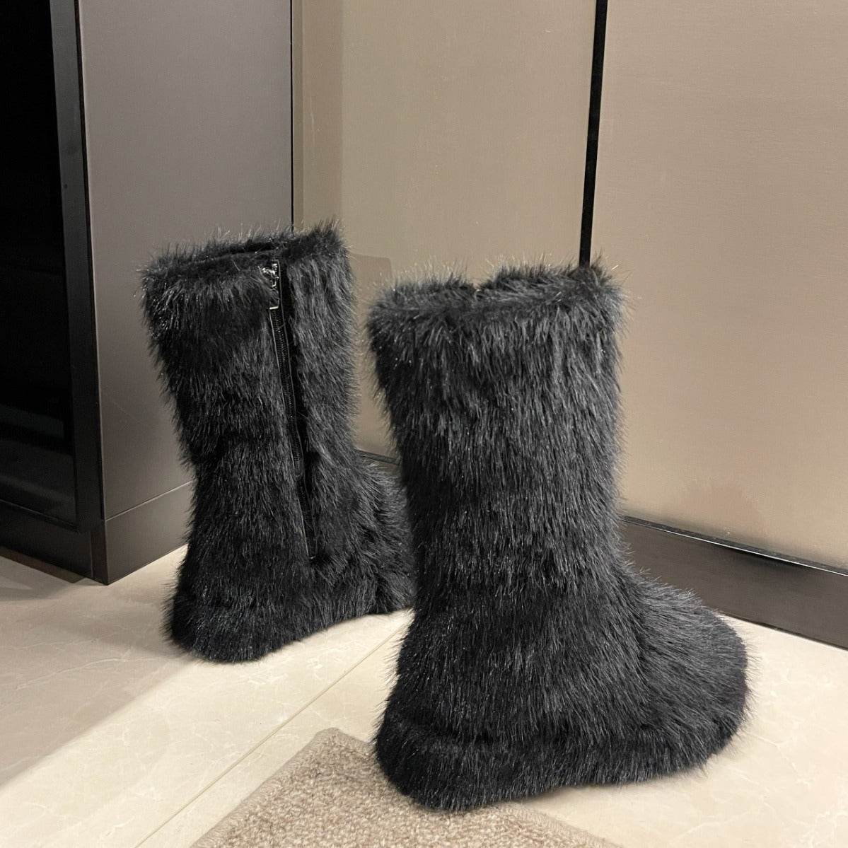 Stylish Women's Fleece-Lined Cotton Boots - Thick Bottom, Thermal Insulated - Buy Center