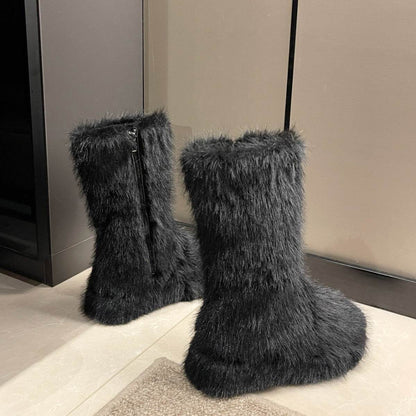 Stylish Women's Fleece-Lined Cotton Boots - Thick Bottom, Thermal Insulated - Buy Center