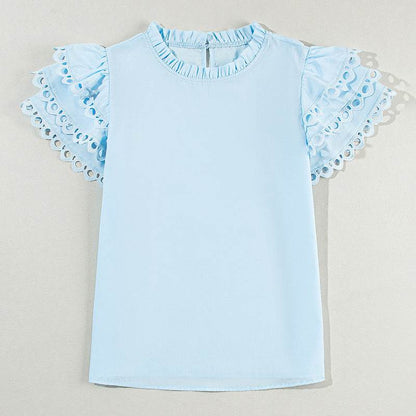 Buycenter Women's Three-Quarter Sleeve Blazer - Ruffled Lace Styles - Buy Center