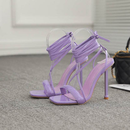 Fashion Tie Stiletto Sandals - Vibrant Catwalk Pumps for Bold Style - Buy Center
