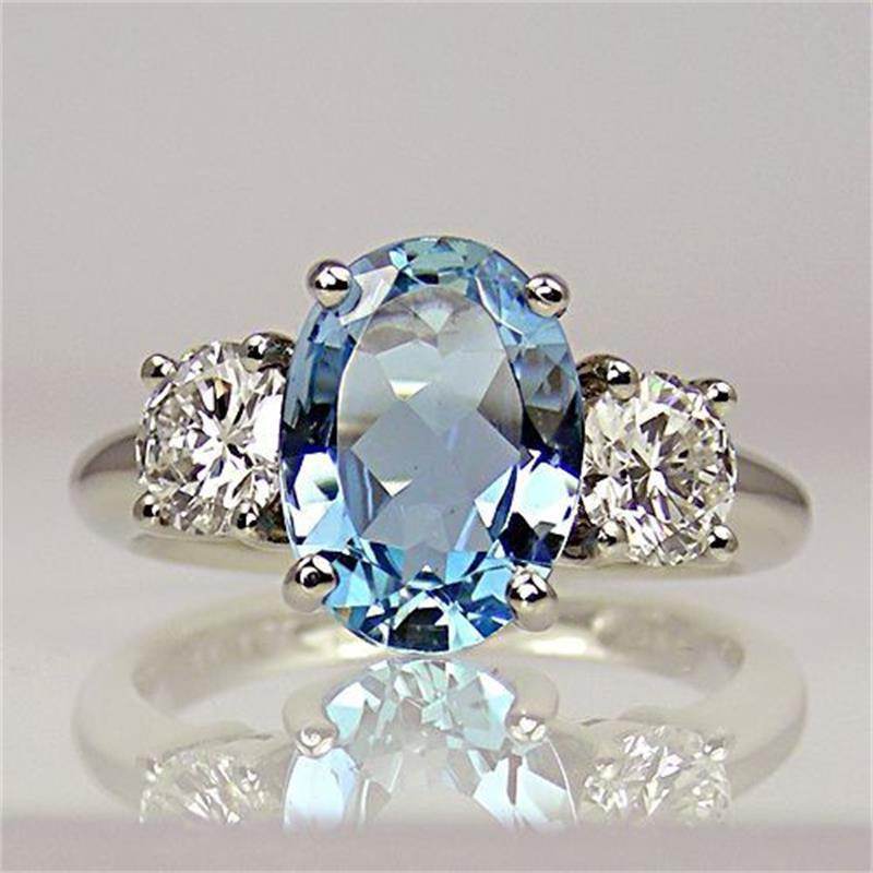 Buy Center Women's Oversized Aquamarine Ring - Stylish Alloy Jewelry - Buy Center